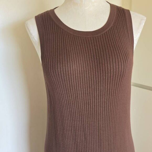 Madewell Slvls Ribbed Knit Midi Dress in Brown, Round Neck, NWOT, XL - Picture 5 of 9